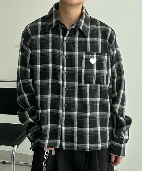 MandO（Auntie Rosa）（エムオー）の「ハート刺繍アクセントアソートシャツ（シャツ/ブラウス・メンズ・ホワイト系その他/ホワイト/ブラック/ブラック系その他・MEDIUM/LARGE）」の4枚目の写真