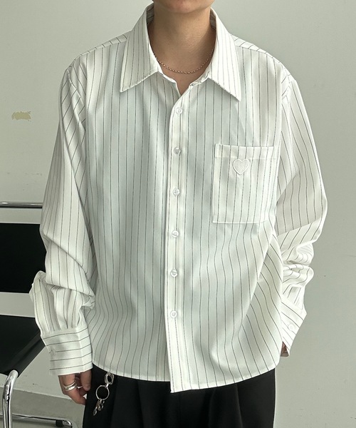 MandO（Auntie Rosa）（エムオー）の「ハート刺繍アクセントアソートシャツ（シャツ/ブラウス・メンズ・ホワイト系その他/ホワイト/ブラック/ブラック系その他・MEDIUM/LARGE）」の5枚目の写真