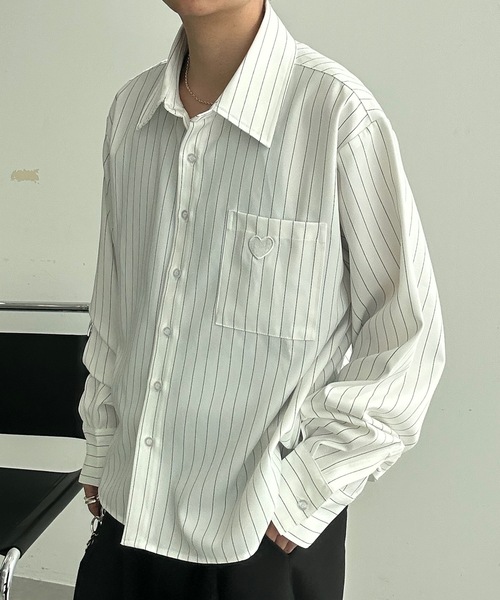 MandO（Auntie Rosa）（エムオー）の「ハート刺繍アクセントアソートシャツ（シャツ/ブラウス・メンズ・ホワイト系その他/ホワイト/ブラック/ブラック系その他・MEDIUM/LARGE）」の6枚目の写真