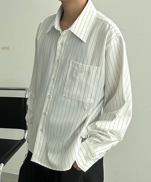 MandO（Auntie Rosa）（エムオー）の「ハート刺繍アクセントアソートシャツ（シャツ/ブラウス・メンズ・ホワイト系その他/ホワイト/ブラック/ブラック系その他・MEDIUM/LARGE）」の7枚目の写真