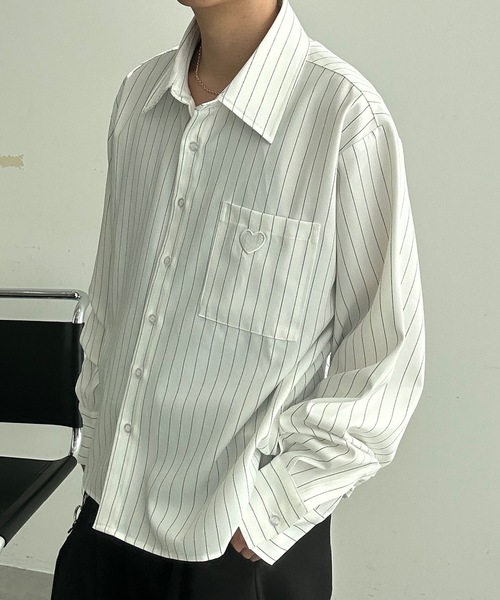 MandO（Auntie Rosa）（エムオー）の「ハート刺繍アクセントアソートシャツ（シャツ/ブラウス・メンズ・ホワイト系その他/ホワイト/ブラック/ブラック系その他・MEDIUM/LARGE）」の8枚目の写真