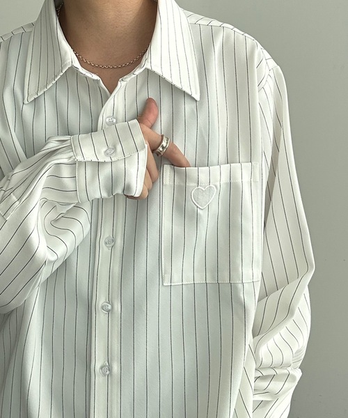 MandO（Auntie Rosa）（エムオー）の「ハート刺繍アクセントアソートシャツ（シャツ/ブラウス・メンズ・ホワイト系その他/ホワイト/ブラック/ブラック系その他・MEDIUM/LARGE）」の11枚目の写真