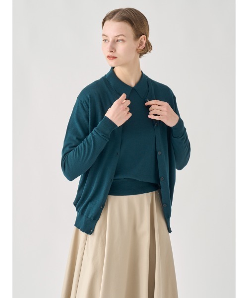 JOHN SMEDLEY(ジョンスメドレー)の「クルーネック長袖ニットカーディガン(カーディガン/ボレロ・レディース・グレー系その他/ブラック/グリーン/ダークネイビー/ブラウン系その他/ダークグレー/ホワイト・M/S/XS)」の6枚目の写真