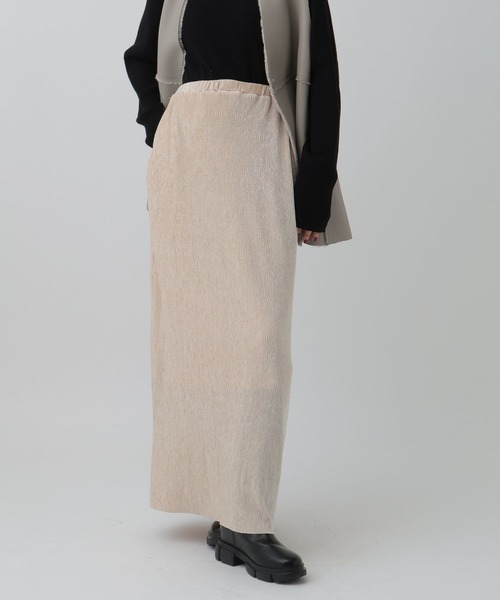 LEPSIM（レプシィム）の「《セルフカット可能》ベロアプリーツスカート　603879（スカート・レディース・ブラック/アイボリー/ピンク/ブラウン・FREE）」の2枚目の写真