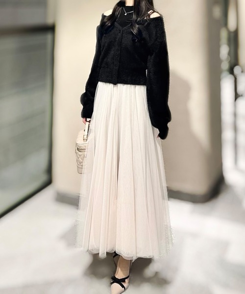 junoah（ジュノア）の「シャギードッキングショートニットトップス（ニット/セーター・レディース・ブラック/ピンクベージュ/アイボリー・LARGE/MEDIUM）」の11枚目の写真