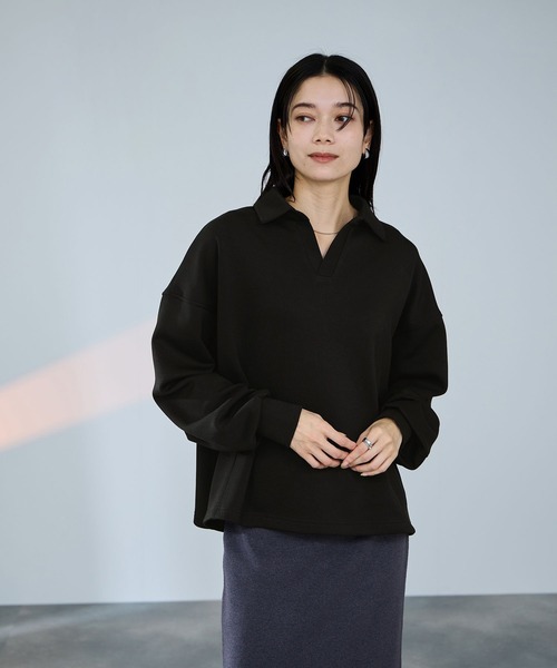 Mac-House（マックハウス）の「milli de l'air パフィバックスキッパープルオーバー（Tシャツ/カットソー・レディース・グレー/ブラック/ネイビー・M）」の2枚目の写真