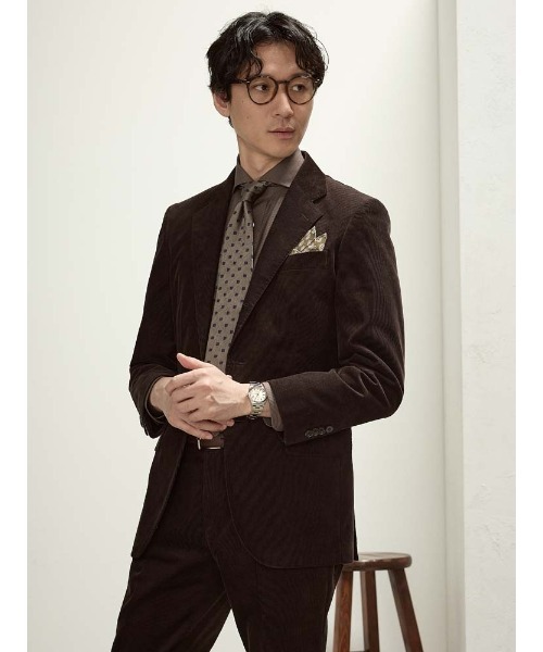 TRANS CONTINENTS（トランスコンチネンツ）の「TRANS CONTINETNS　コーデュロイセットアップ　ヴィンテージ　ジャケット　ベージュ/ブラウン（テーラードジャケット・メンズ・ベージュ/ブラウン・M/L/AB（M）/AB（L）/S/LL/XL-AB）」の4枚目の写真