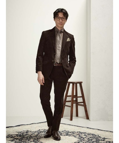 TRANS CONTINENTS（トランスコンチネンツ）の「TRANS CONTINETNS　コーデュロイセットアップ　ヴィンテージ　ジャケット　ベージュ/ブラウン（テーラードジャケット・メンズ・ベージュ/ブラウン・M/L/AB（M）/AB（L）/S/LL/XL-AB）」の5枚目の写真