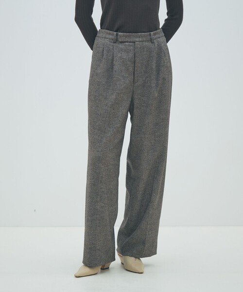セール】ネップツイード タックテーパードパンツ（スラックス