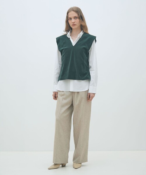 MACPHEE（マカフィー）の「ネップツイード タックテーパードパンツ（スラックス・レディース・ライトベージュ/グリーン/ダークブラウン・36/34/32）」の13枚目の写真