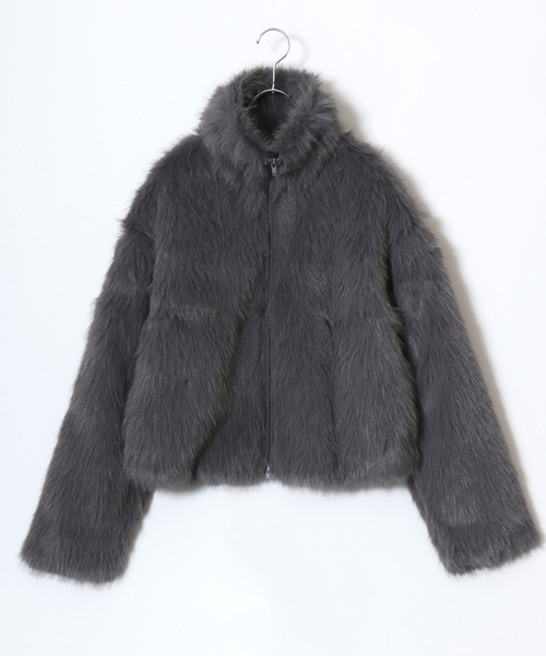 Salong hameu（サロン ハミュー）の「ミックスシャギーフェイクファー スタンドネックブルゾンジャケット レディース（ブルゾン・レディース・チャコールグレー/アイボリー/ブラック・M/L）」の19枚目の写真