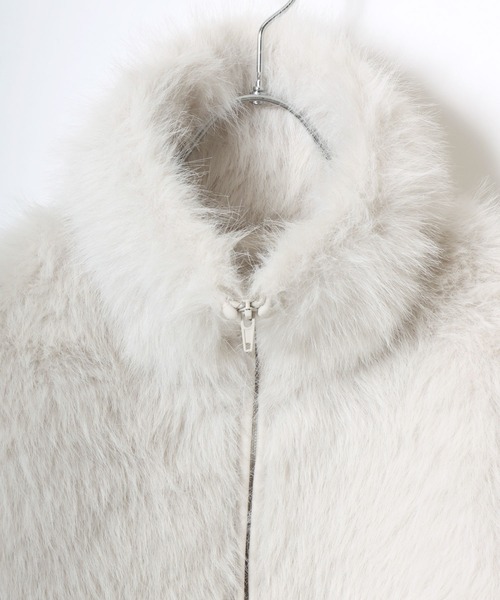 Salong hameu（サロン ハミュー）の「ミックスシャギーフェイクファー スタンドネックブルゾンジャケット レディース（ブルゾン・レディース・チャコールグレー/アイボリー/ブラック・M/L）」の15枚目の写真