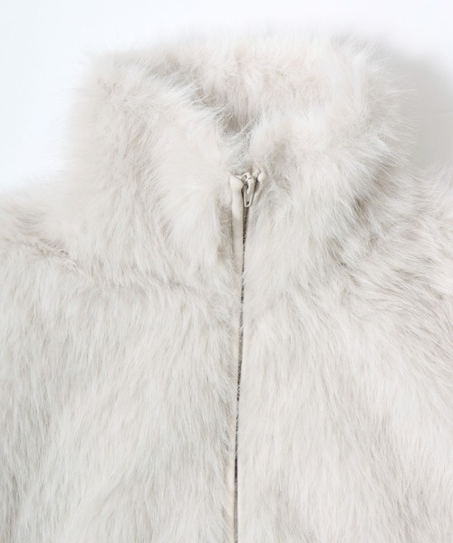 Salong hameu（サロン ハミュー）の「ミックスシャギーフェイクファー スタンドネックブルゾンジャケット レディース（ブルゾン・レディース・チャコールグレー/アイボリー/ブラック・M/L）」の16枚目の写真