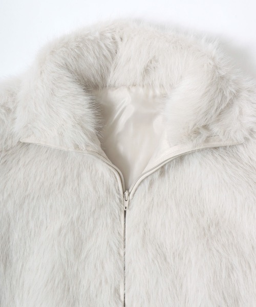 Salong hameu（サロン ハミュー）の「ミックスシャギーフェイクファー スタンドネックブルゾンジャケット レディース（ブルゾン・レディース・チャコールグレー/アイボリー/ブラック・M/L）」の17枚目の写真