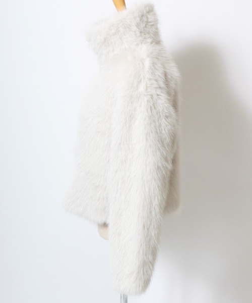 Salong hameu（サロン ハミュー）の「ミックスシャギーフェイクファー スタンドネックブルゾンジャケット レディース（ブルゾン・レディース・チャコールグレー/アイボリー/ブラック・M/L）」の13枚目の写真