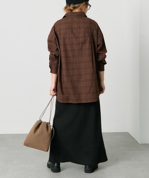 PUAL CE CIN（ピュアルセシン）の「ダブルポケット起毛チェックシャツ（シャツ/ブラウス・レディース・クリーム/ブラウン・FREE）」の5枚目の写真