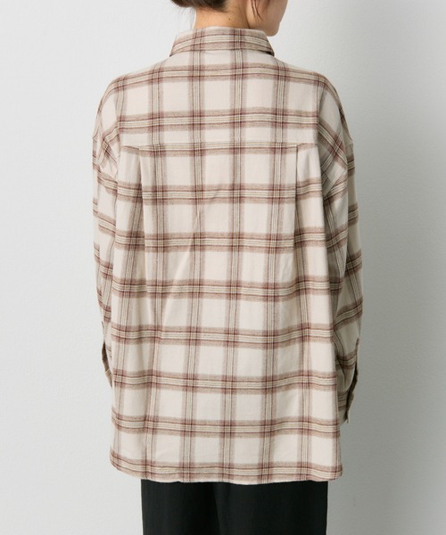 PUAL CE CIN（ピュアルセシン）の「ダブルポケット起毛チェックシャツ（シャツ/ブラウス・レディース・クリーム/ブラウン・FREE）」の8枚目の写真