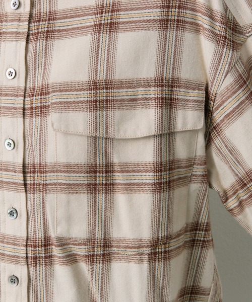 PUAL CE CIN（ピュアルセシン）の「ダブルポケット起毛チェックシャツ（シャツ/ブラウス・レディース・クリーム/ブラウン・FREE）」の10枚目の写真
