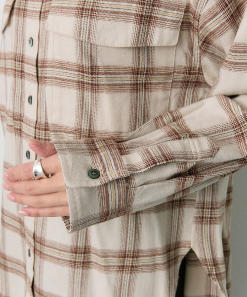 PUAL CE CIN（ピュアルセシン）の「ダブルポケット起毛チェックシャツ（シャツ/ブラウス・レディース・クリーム/ブラウン・FREE）」の11枚目の写真
