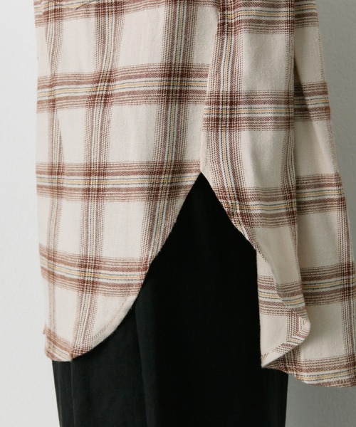 PUAL CE CIN（ピュアルセシン）の「ダブルポケット起毛チェックシャツ（シャツ/ブラウス・レディース・クリーム/ブラウン・FREE）」の12枚目の写真