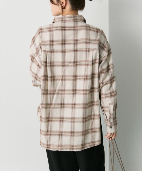PUAL CE CIN（ピュアルセシン）の「ダブルポケット起毛チェックシャツ（シャツ/ブラウス・レディース・クリーム/ブラウン・FREE）」の15枚目の写真