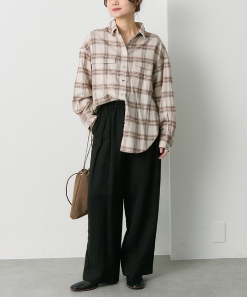 PUAL CE CIN（ピュアルセシン）の「ダブルポケット起毛チェックシャツ（シャツ/ブラウス・レディース・クリーム/ブラウン・FREE）」の16枚目の写真