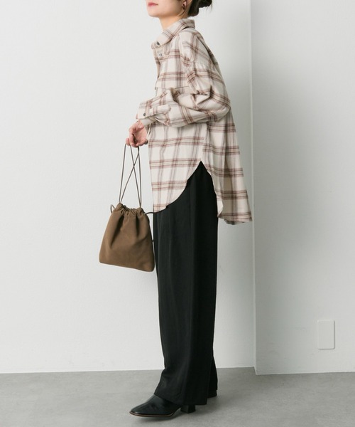 PUAL CE CIN（ピュアルセシン）の「ダブルポケット起毛チェックシャツ（シャツ/ブラウス・レディース・クリーム/ブラウン・FREE）」の17枚目の写真