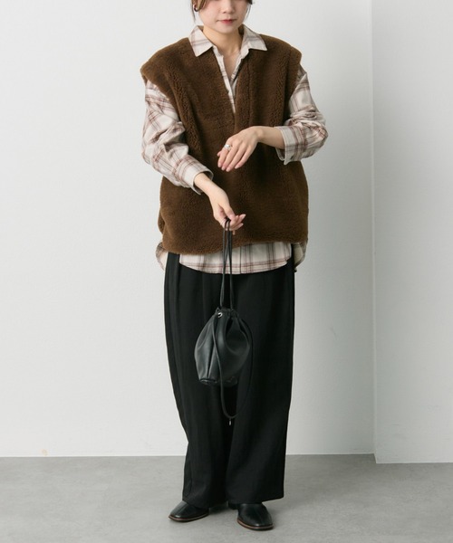 PUAL CE CIN（ピュアルセシン）の「ダブルポケット起毛チェックシャツ（シャツ/ブラウス・レディース・クリーム/ブラウン・FREE）」の21枚目の写真