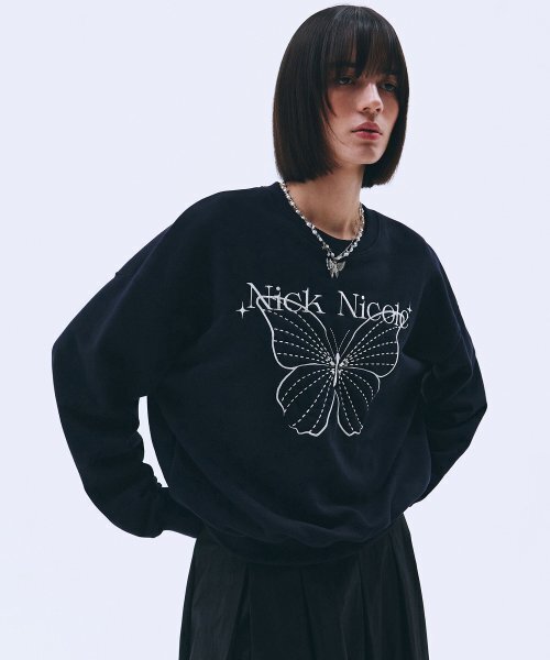 NICK&NICOLE(ニックアンドニコール)の「SHINE BUTTERFLY SWEATSHIRT_NAVY CREAM(スウェット・レディース・その他・FREE)」の3枚目の写真
