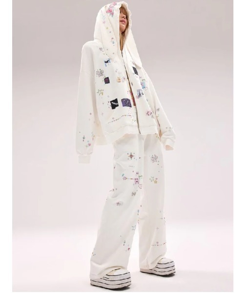 L.H.P(エルエイチピー)の「CFIERCE/フィアス/STICKER TROUSERS(スウェットパンツ・レディース・ホワイト/ブラック・S/M)」の3枚目の写真