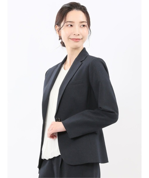 m.f.editorial(エムエフエディトリアル)の「【ストレッチ ウォッシャブル】m.f.エディトリアル レディース ウール調 1ボタン ジャケット ピンヘッド紺 (セットアップ可能)(スーツジャケット・レディース・ネイビー・S/MEDIUM/LARGE/X-LARGE)」の8枚目の写真