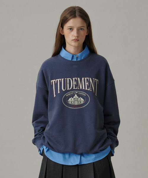 TTUDEMENT(トュードメント)の「VINTAGE OVERFIT GRAPHIC SWEATSHIRT_NAVY(スウェット・レディース・その他・FREE)」の2枚目の写真