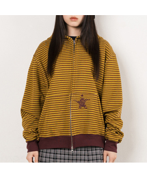 WEBHOUSE（ウェブハウス）の「ツイスタースターポケットストライプフードジップアップ - マスタード（パーカー）」