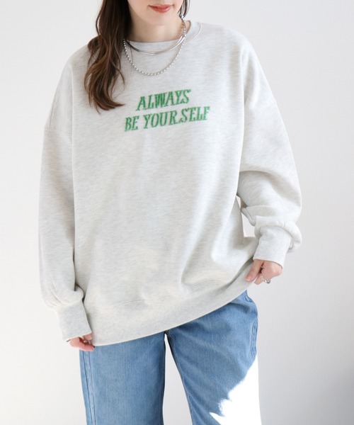 cepo(セポ)の「裏起毛ビーズロゴ刺繍スウェットプルオーバー(Tシャツ/カットソー・レディース・ブラウン/スミクロ/オートミール・FREE)」の1枚目の写真