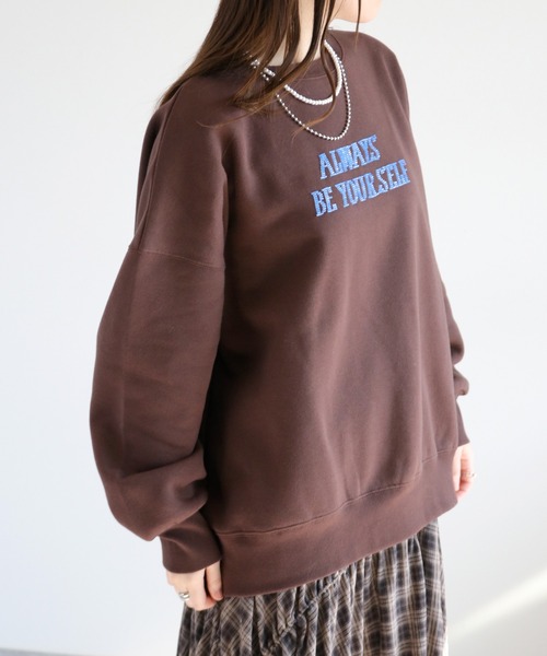 cepo(セポ)の「裏起毛ビーズロゴ刺繍スウェットプルオーバー(Tシャツ/カットソー・レディース・ブラウン/スミクロ/オートミール・FREE)」の12枚目の写真