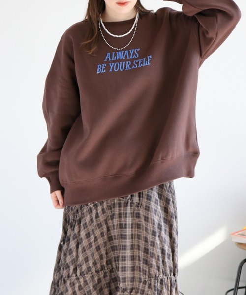 cepo(セポ)の「裏起毛ビーズロゴ刺繍スウェットプルオーバー(Tシャツ/カットソー・レディース・ブラウン/スミクロ/オートミール・FREE)」の8枚目の写真