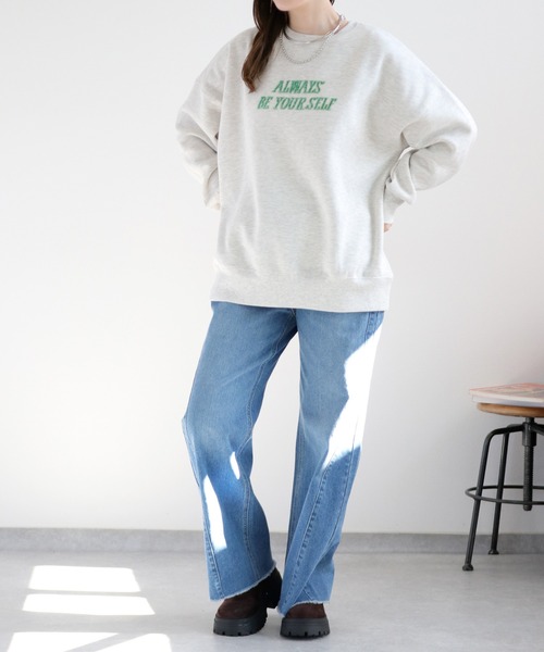cepo(セポ)の「裏起毛ビーズロゴ刺繍スウェットプルオーバー(Tシャツ/カットソー・レディース・ブラウン/スミクロ/オートミール・FREE)」の15枚目の写真