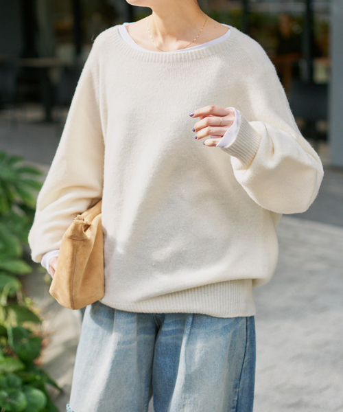 新色有り / 追加》ニュアンスコクーンシルエットニット（ニット