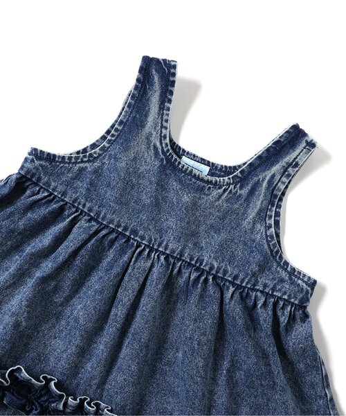 BREEZE(ブリーズ)の「【2Pセット】デニムフリルワンピース_ジュニア対応(ワンピース・キッズ・ブルー/ブラック・80/90/100/110/120/130/140)」の4枚目の写真