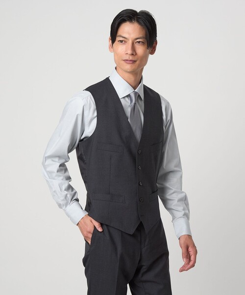 green label relaxing（グリーンレーベルリラクシング）の「コットン ヘリンボーン ワイドカラー ドレスシャツ -形態安定-（ビジネスシャツ・メンズ・ライトブルー/ライトグレー/ホワイト・43cm/42cm/41cm/40cm/39cm/38cm/37cm）」の4枚目の写真