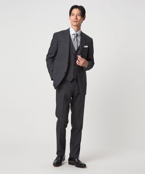 green label relaxing（グリーンレーベルリラクシング）の「コットン ヘリンボーン ワイドカラー ドレスシャツ -形態安定-（ビジネスシャツ・メンズ・ライトブルー/ライトグレー/ホワイト・43cm/42cm/41cm/40cm/39cm/38cm/37cm）」の6枚目の写真