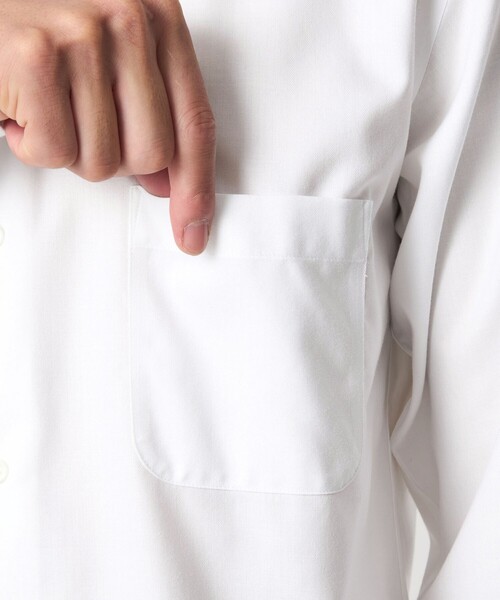 green label relaxing（グリーンレーベルリラクシング）の「コットン ヘリンボーン ワイドカラー ドレスシャツ -形態安定-（ビジネスシャツ・メンズ・ライトブルー/ライトグレー/ホワイト・43cm/42cm/41cm/40cm/39cm/38cm/37cm）」の19枚目の写真