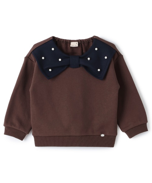 petit main(프티 마인)의 「【뒤 기모/링크】리본 옷깃 트레이너(스웨트)」｜카멜