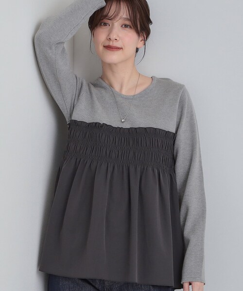 DRESKIP(ドレスキップ)の「【S-LL】1枚でコーデが決まる ビスチェ風ドッキングトップス(チュニック・レディース・ホワイト系7/グレー系4/ブラック系4・01/04/02/03)」の1枚目の写真