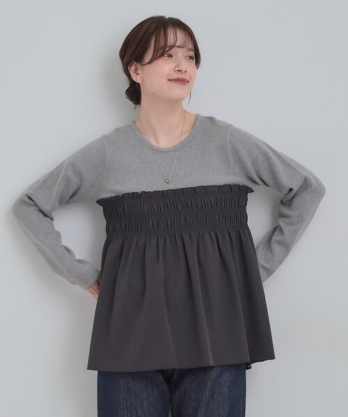 DRESKIP(ドレスキップ)の「【S-LL】1枚でコーデが決まる ビスチェ風ドッキングトップス(チュニック・レディース・ホワイト系7/グレー系4/ブラック系4・01/04/02/03)」の4枚目の写真