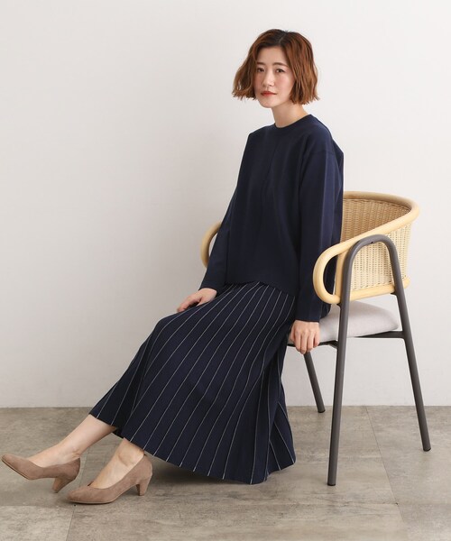 grove(グローブ)の「【SETUP可能】冬から春まで心地よく タック編みオーバーサイズニット(ニット/セーター・レディース・ダークグレー/ネイビー/ピンク・02/03/05/04/01)」の6枚目の写真