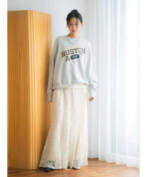 Ungrid（アングリッド）の「起毛レースマーメイドスカート（スカート・レディース・オレンジ/オフホワイト/ブラック・FREE）」の4枚目の写真