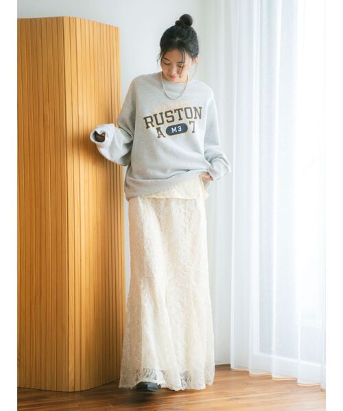 Ungrid（アングリッド）の「起毛レースマーメイドスカート（スカート・レディース・オレンジ/オフホワイト/ブラック・FREE）」の5枚目の写真