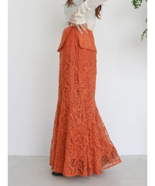 Ungrid（アングリッド）の「起毛レースマーメイドスカート（スカート・レディース・オレンジ/オフホワイト/ブラック・FREE）」の22枚目の写真
