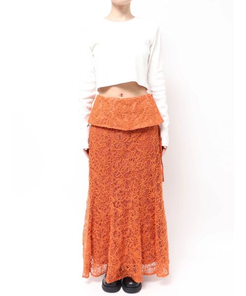 Ungrid（アングリッド）の「起毛レースマーメイドスカート（スカート・レディース・オレンジ/オフホワイト/ブラック・FREE）」の17枚目の写真